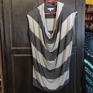 LAST CHANCE Cabi Cowl Neck Grey Striped Tank Top